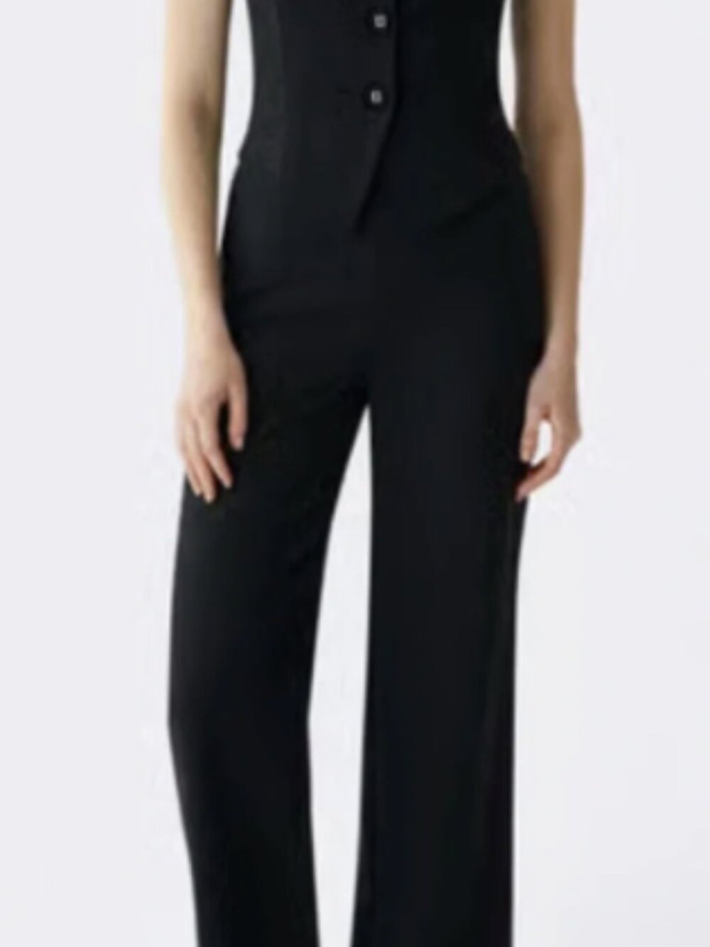 Black Strapless Wide-Leg Jumpsuit